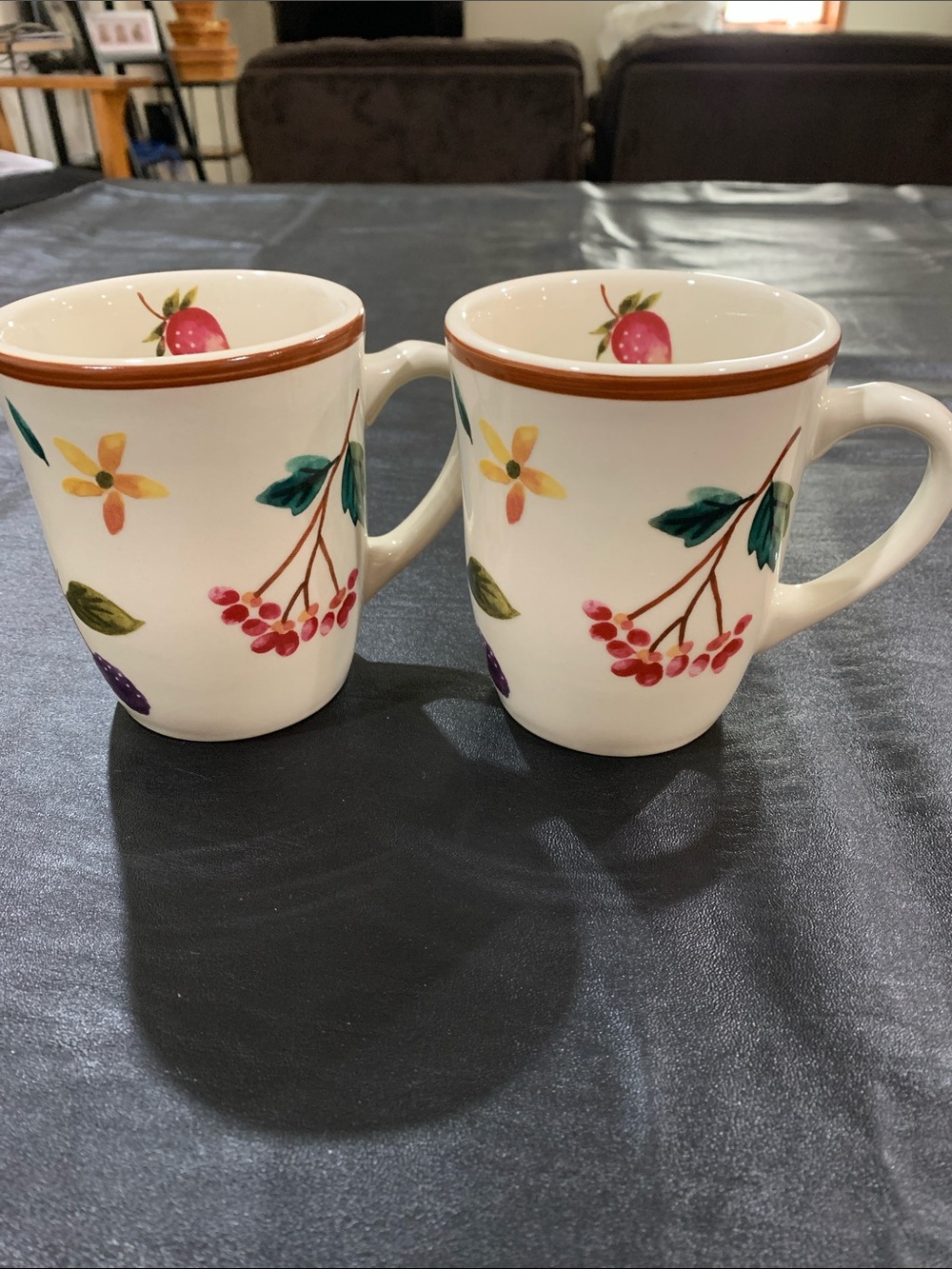 Longaberger Fruit Medley Coffee Mugs - Set of 2